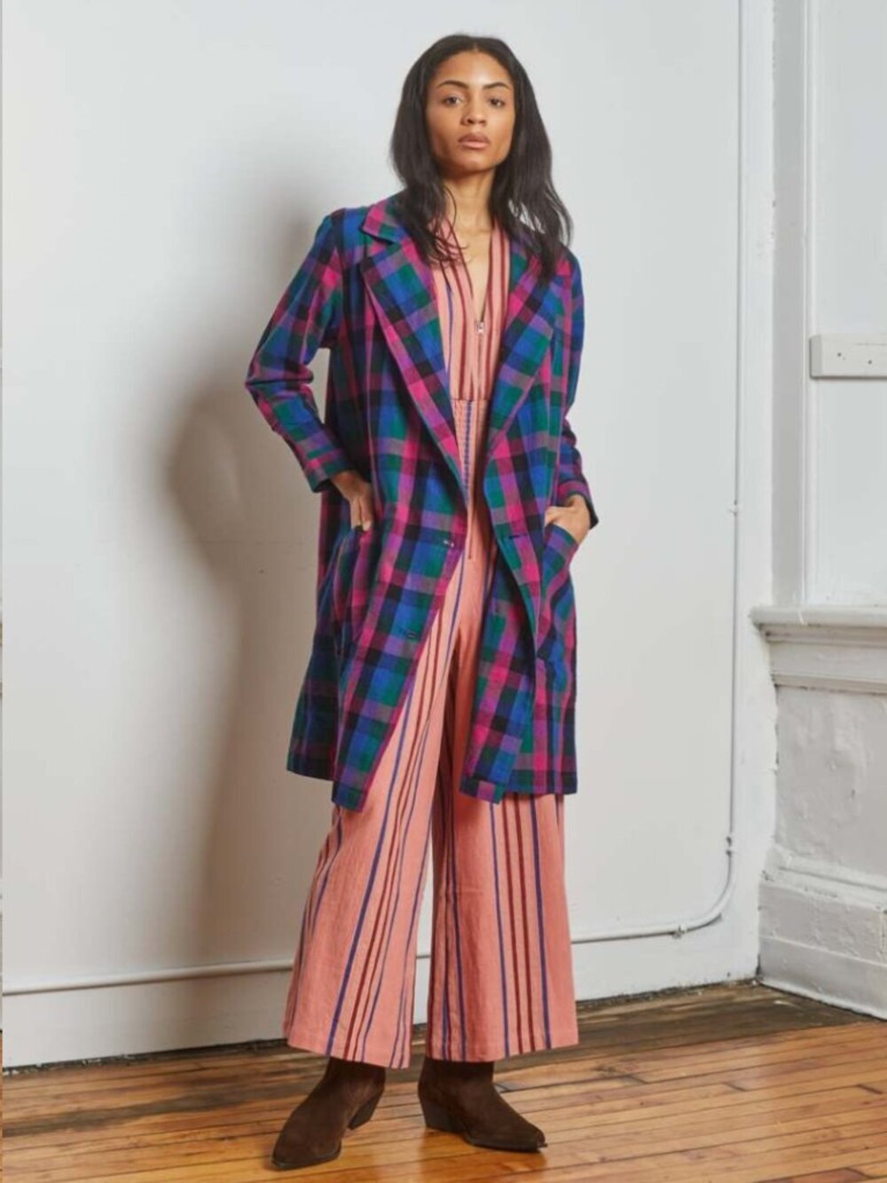 Rujuta Sheth Barney Trench Coat in Heritage Chex